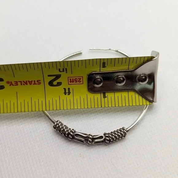 Large Bali  sterling hoops - Picture 3 of 3